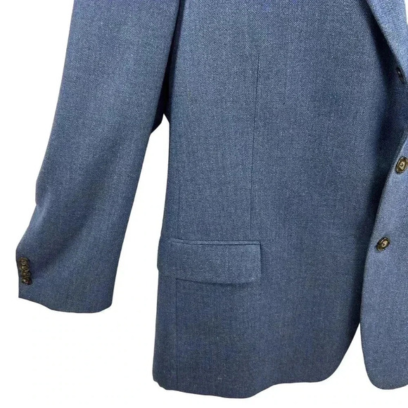 Joseph Abboud 48R 55% SILK 45% WOOL American Soft Jacket Blue Check Parisian USA - Picture 3 of 16